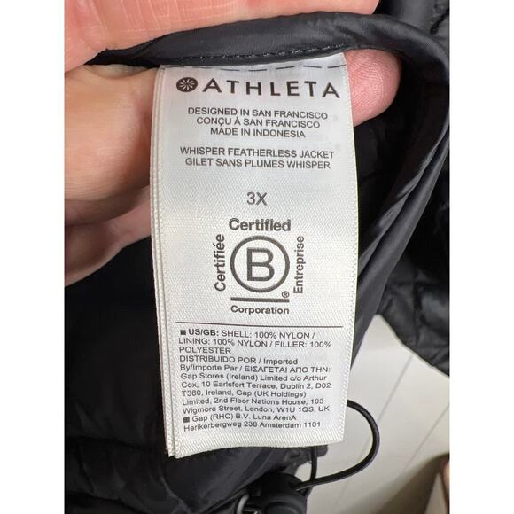 Athleta Whisper Featherless Puffer Jacket in Black Size 3X - Picture 10 of 10